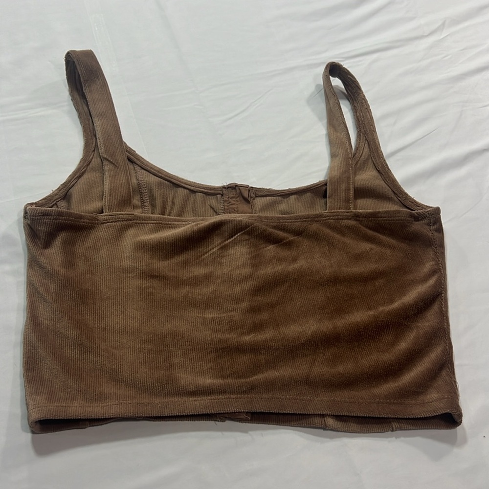 Meraki brown corset style corduroy top size L - Picture 5 of 7